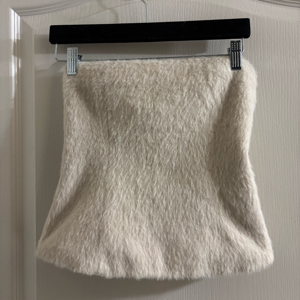 Zara Cream Faux Fur Crop Top
